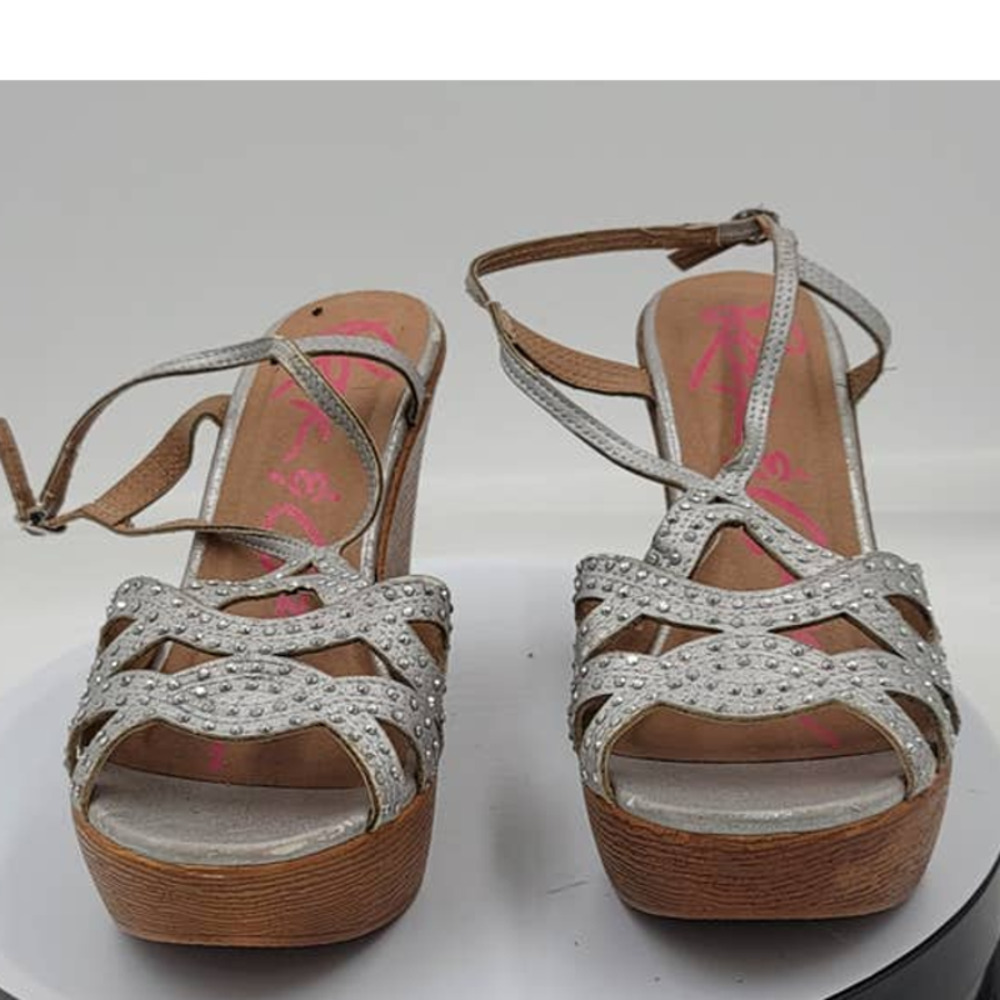 Rock & Candy Studded 4" Cork Wedge Sandal 7.5